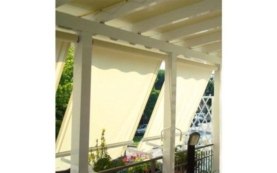 Tenda con guide per esterni bianca