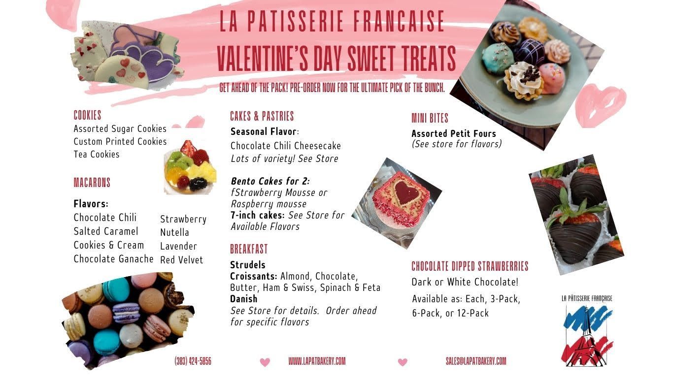 A poster for la patisserie francaise valentine 's day sweet treats