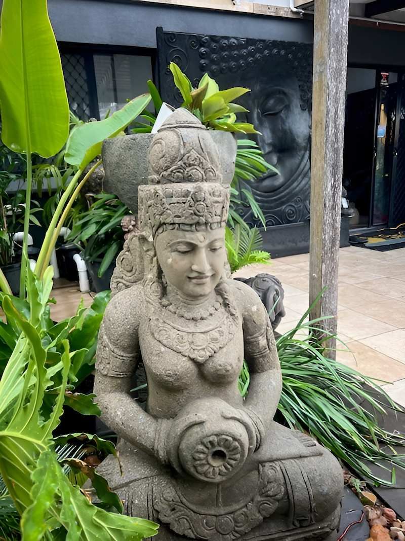 A Sculpture of a Girl With a Green Plants Behind — Sun City Pools In Hyde Park, QLD
