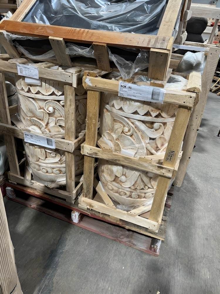 A Bunch of Wooden Crates Stacked on Top of Each Other in a Warehouse — Sun City Pools In Hyde Park, QLD