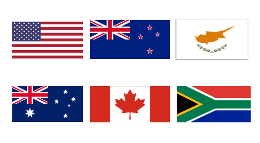 Various countries flags