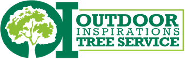 Logo for Outdoor Inspirations Tree Service featuring a green stylized tree and text inside a white and green frame.