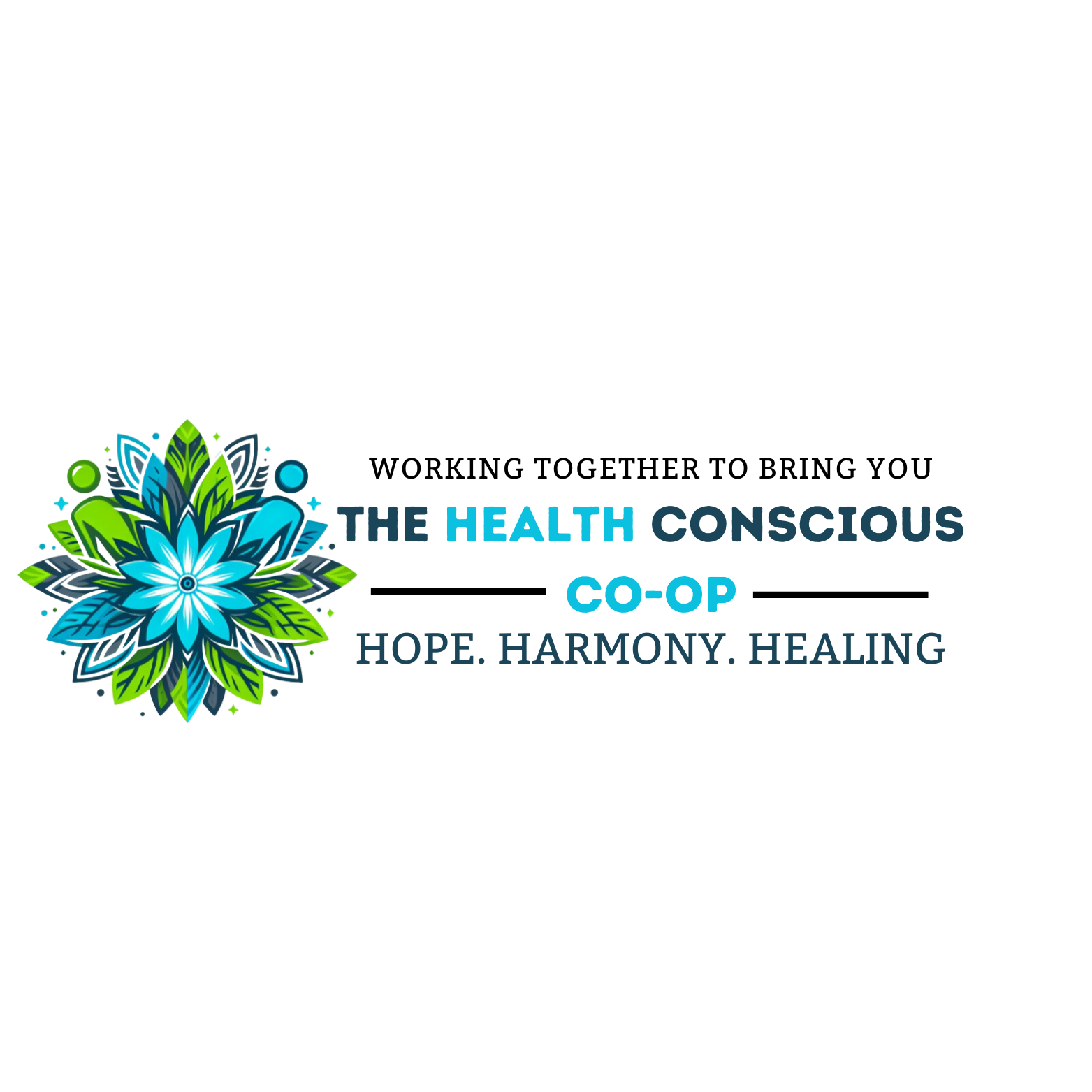The logo for the health conscious co-op hope , harmony , healing.