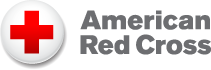American Red Cross logo with red cross icon and gray text on white background