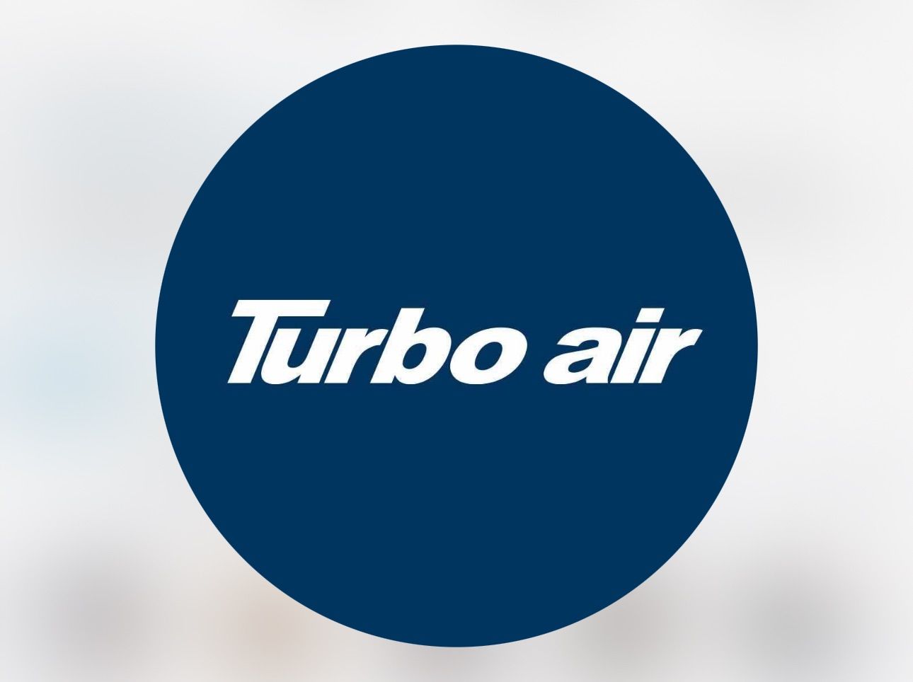 A blue circle with turbo air written on it