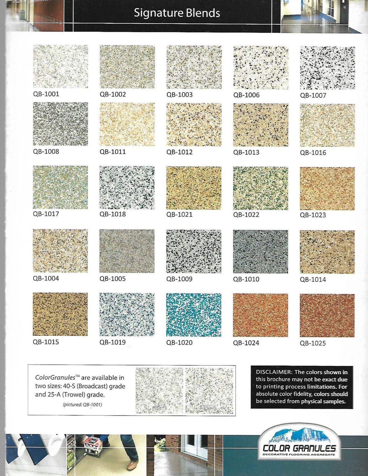 A brochure for signature blends shows a variety of colors