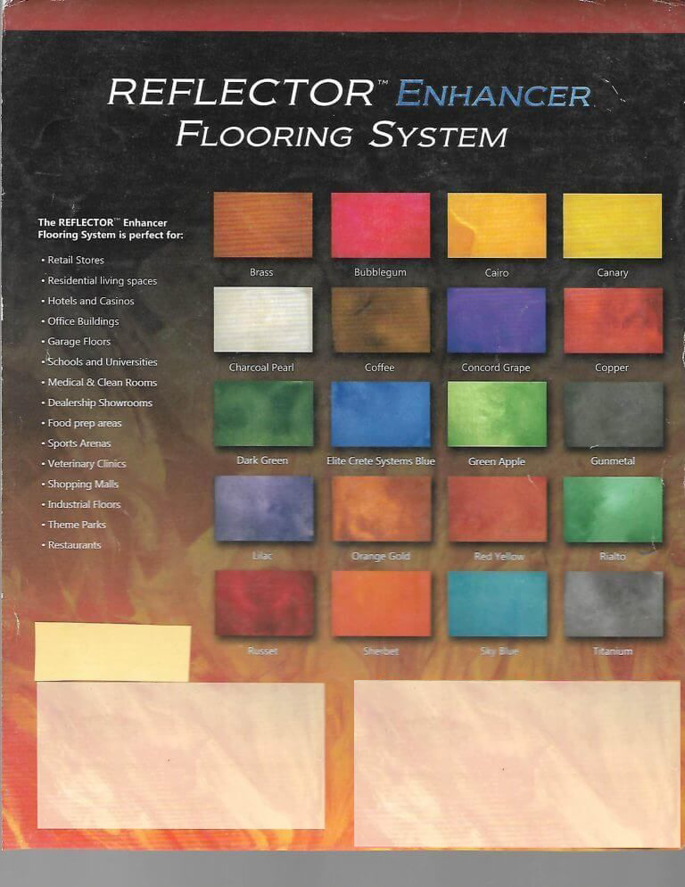 A brochure for reflector enhancer flooring system