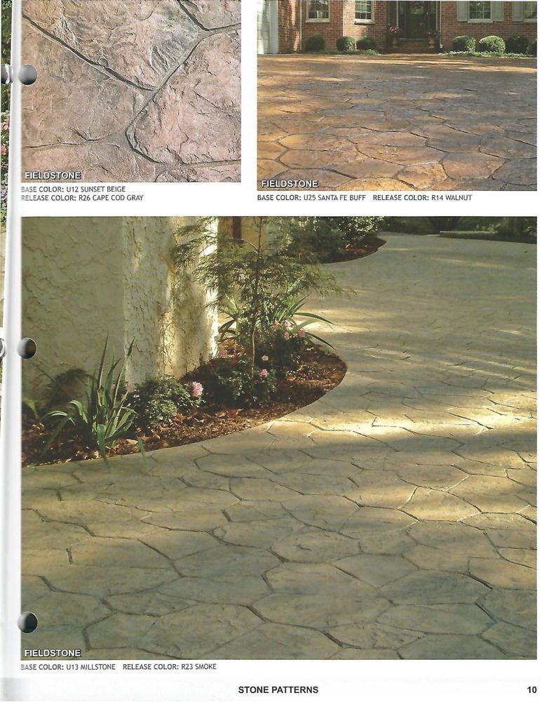 A picture of a concrete driveway with a house in the background.