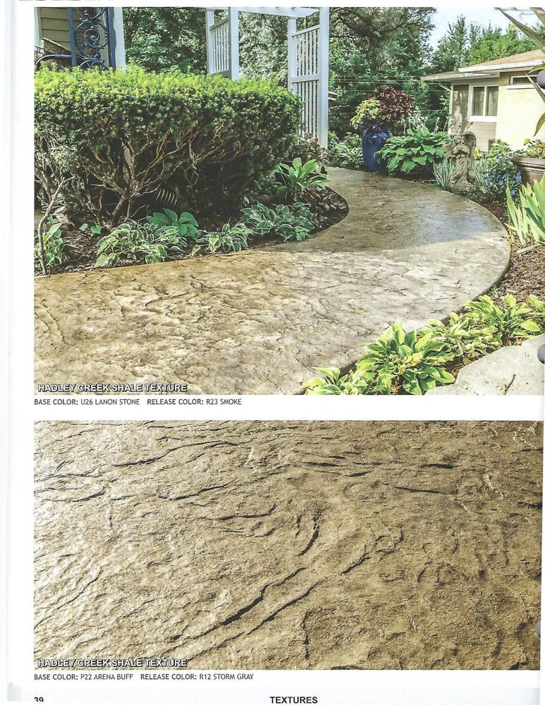 A picture of a concrete walkway in a garden with a house in the background.