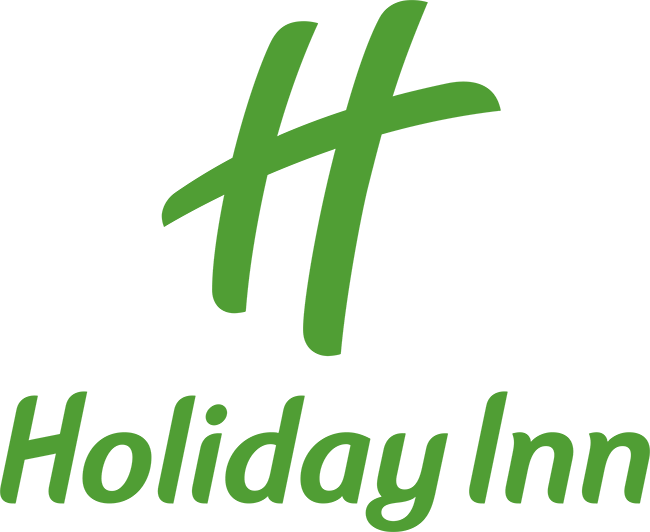 The holiday inn logo is green and white on a white background.