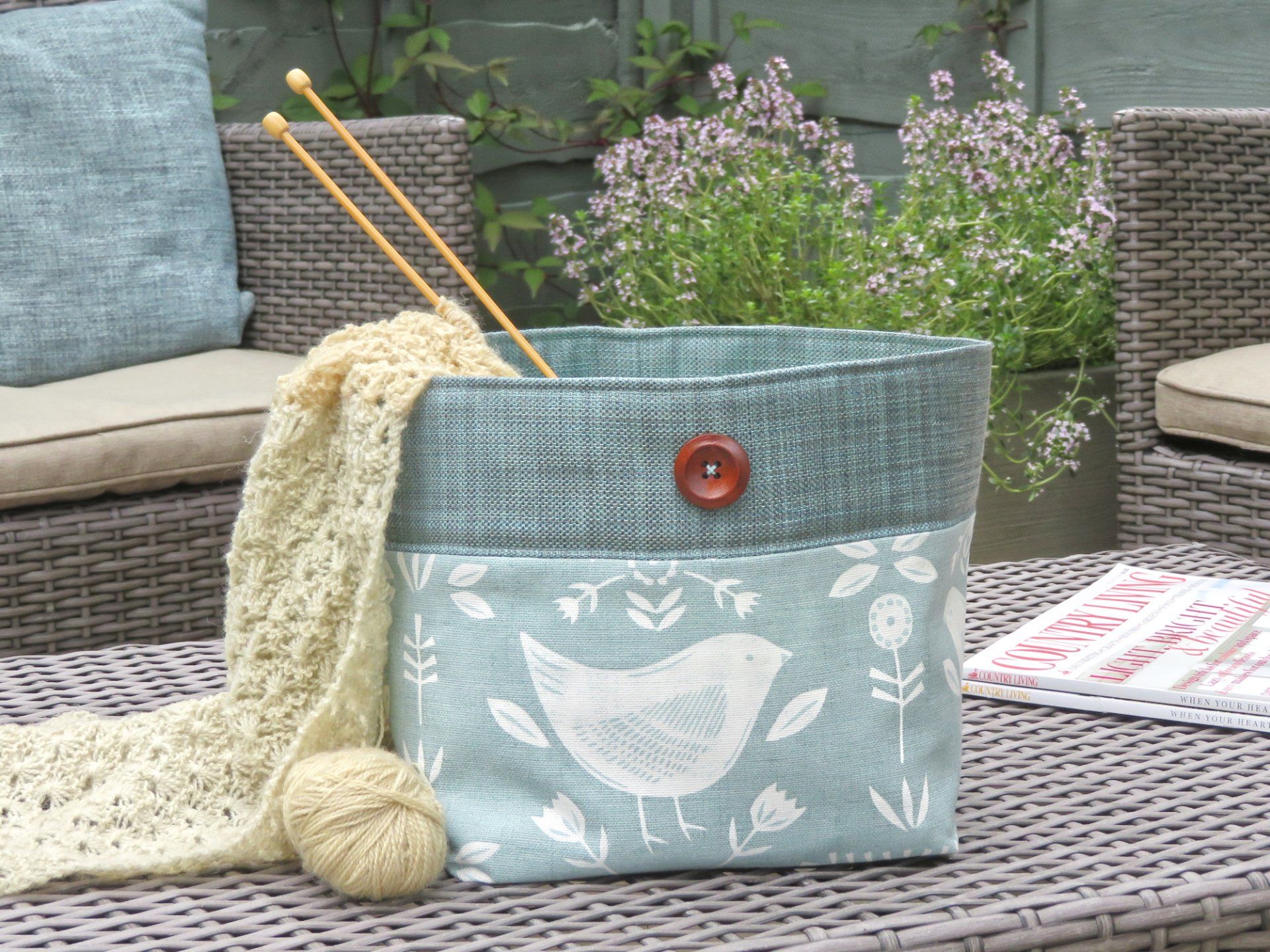 craft project bags, fabric yarn bowl, craft storage basket, yarn addict gift