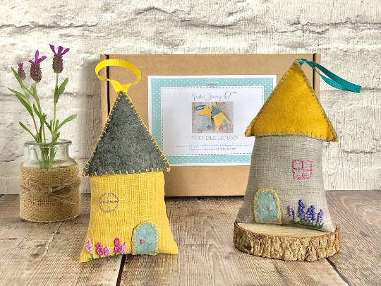 mindful sewing kit, lavender houses, adult craft kit