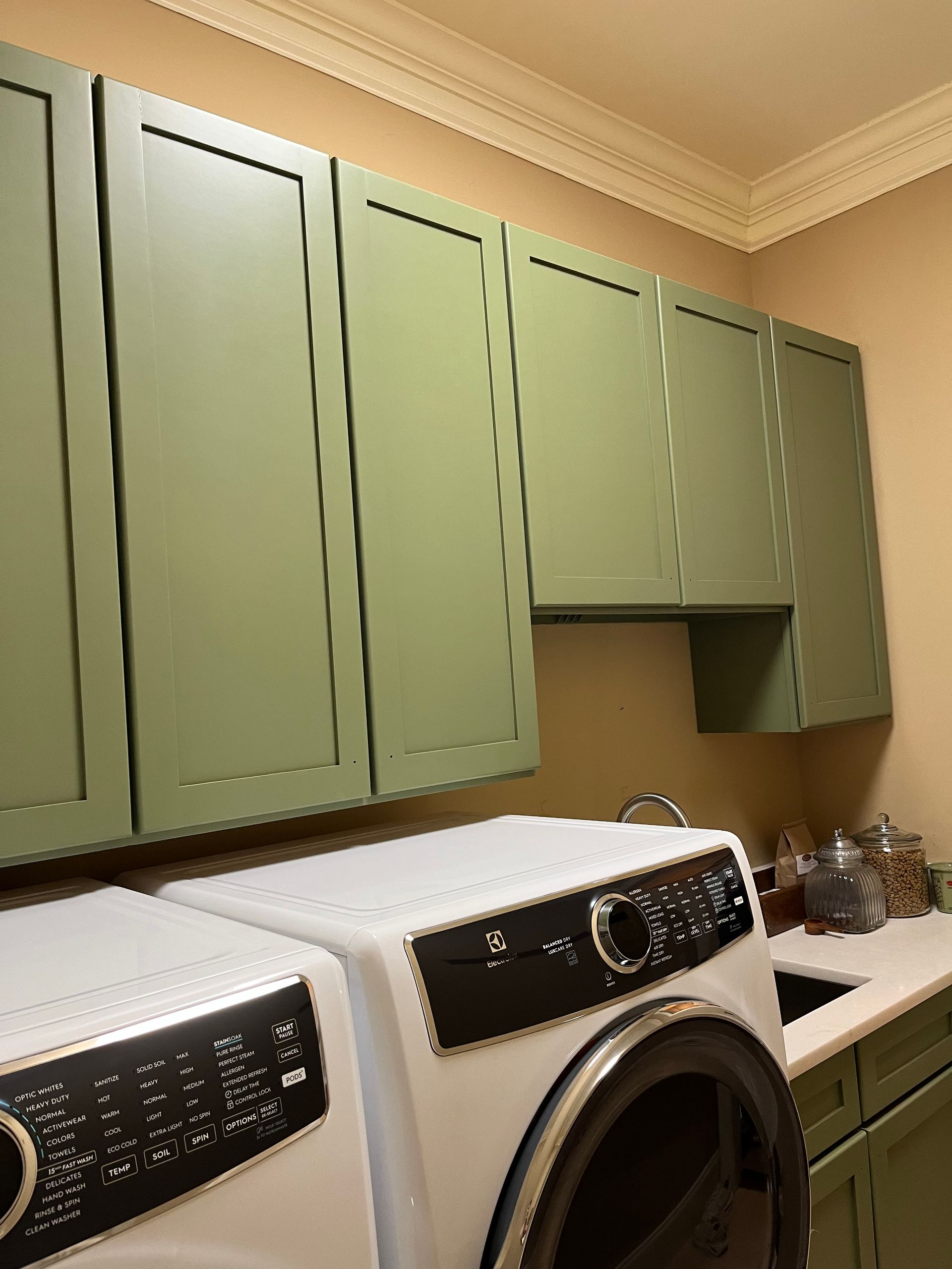 Lime green laundry room