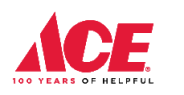 The ace hardware logo is red and white and says 100 years of helpful.