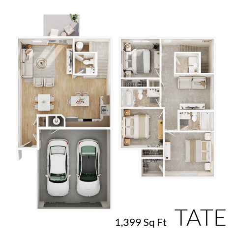 Tate floor plan with 1,399 square feet