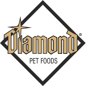 A diamond pet foods logo with a star on it