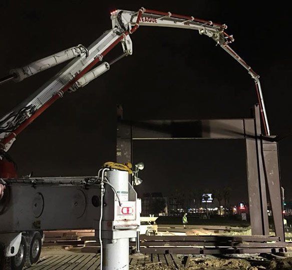 Concrete Pumping At Night — Baton Rouge, LA — Teague Rental Equipment LLC