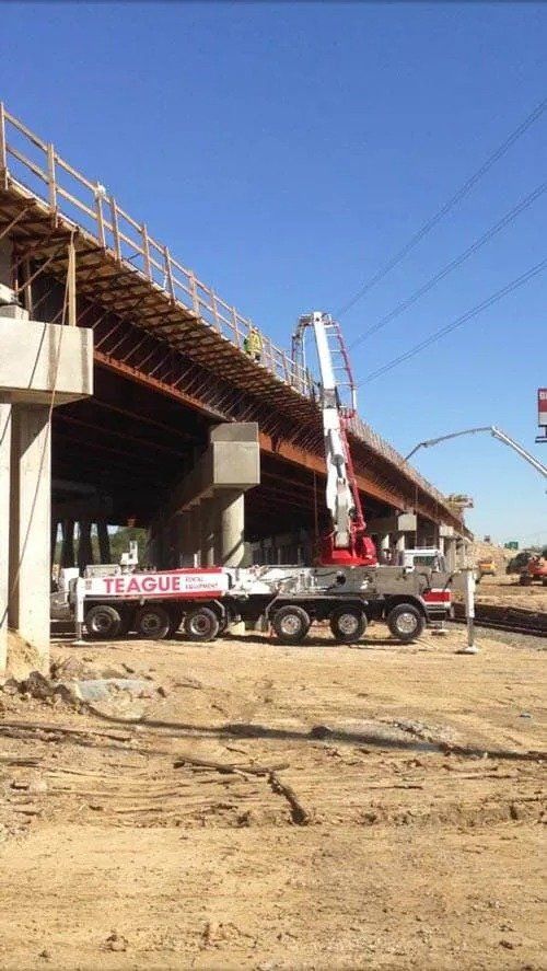 Crane Truck During Bridge Construction — Baton Rouge, LA — Teague Rental Equipment LLC
