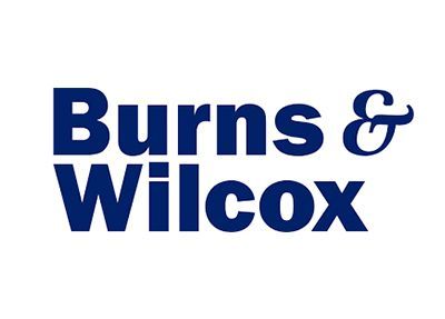 Burns & Wilcox logo in navy blue on a white background.