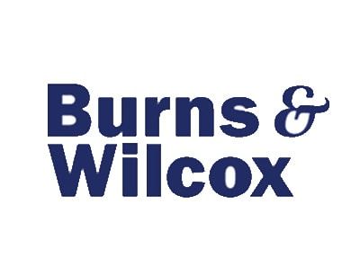 Burns & Wilcox logo in navy blue text on a white background.