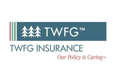 TWFG Insurance logo with trees, text and 