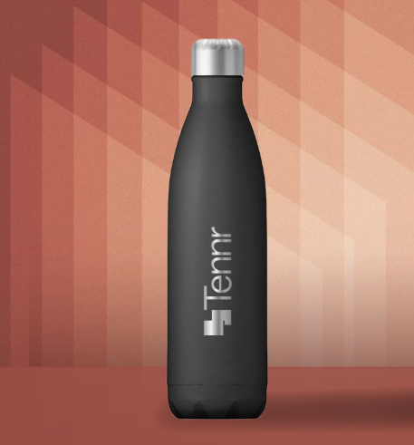 S'well water bottle with silver lid and 