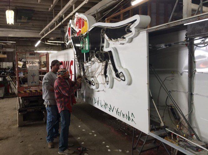 Horse Logo Neon Sign Installation