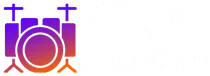 Drum set icon with a purple to orange gradient.