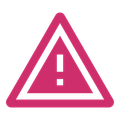 A pink triangle with an exclamation point inside of it.