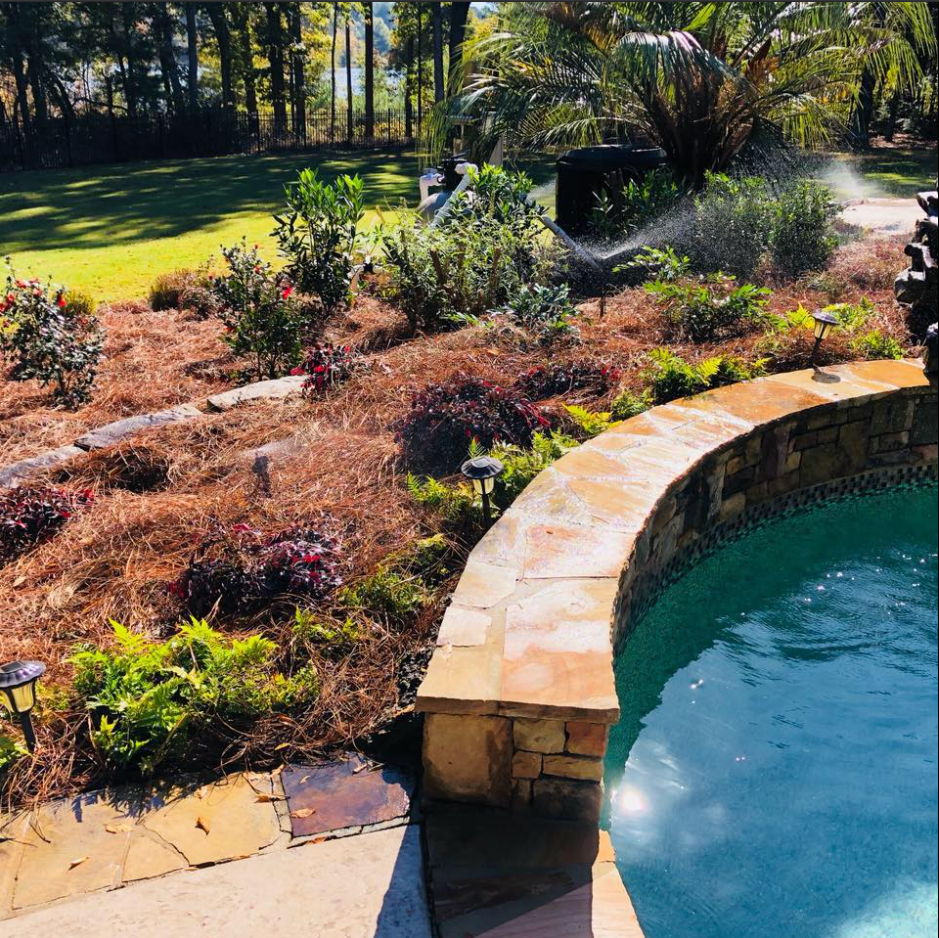 Garden With Swimming Pool — Watkinsville, GA — Four Seasons Lawn Maintenance