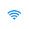 A blue and white wifi icon on a white background.
