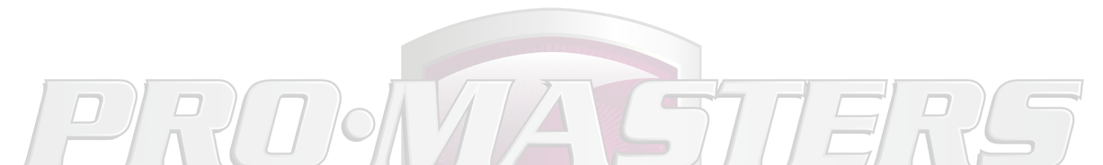 PRO MASTERS logo in light gray text on a white background.