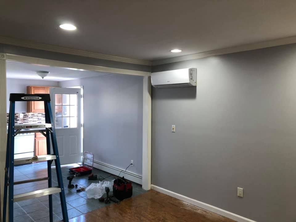 There is a ladder in the middle of the room.