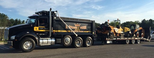 Truck Carrying Paving Equipment — Middletown, NY — E. Sprague & Sons Paving Inc.
