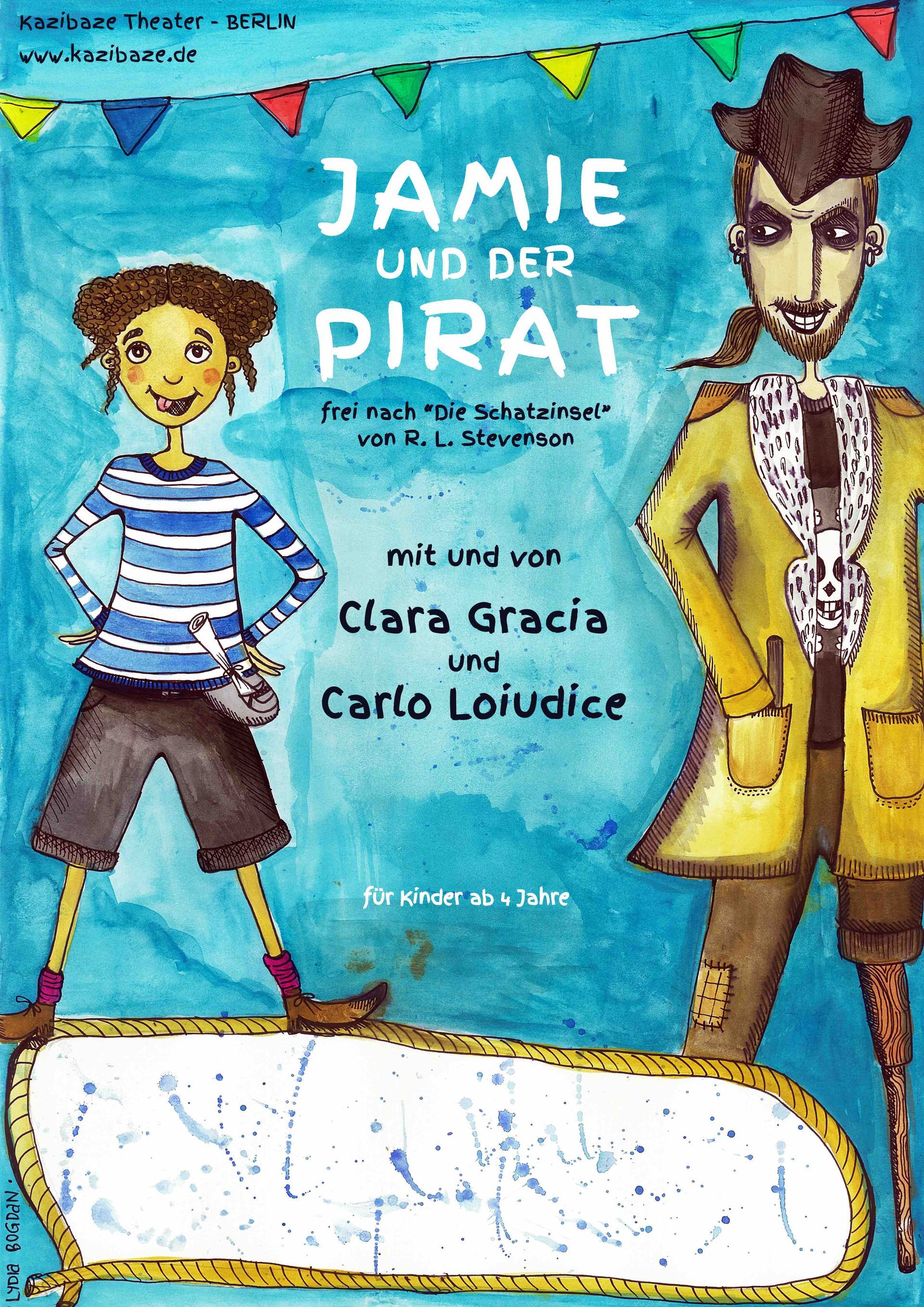 Ein Buch mit dem Titel „Jamie und der Pirat“ von Clara Gracia