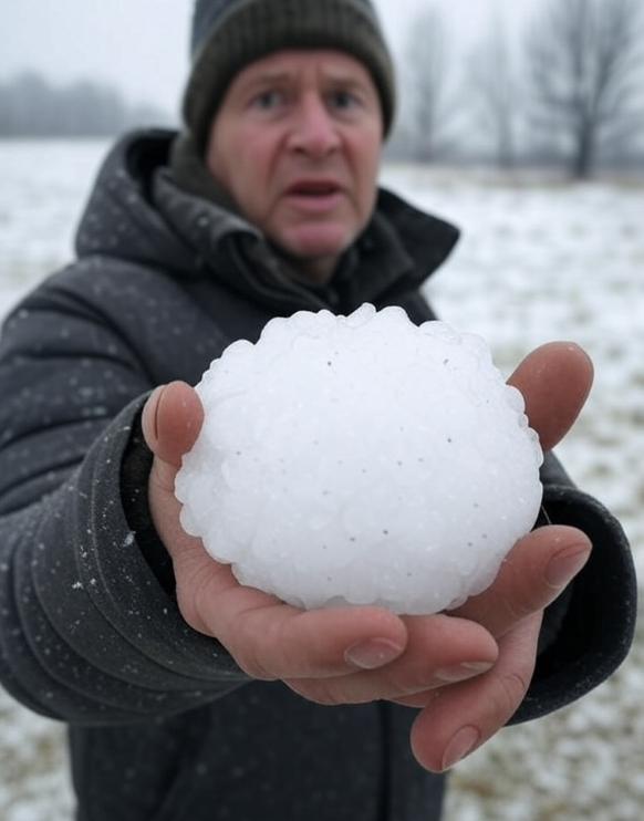 Johan uit Venlo met enorme hagelsteen