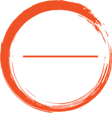 Orange brushstroke circle logo with faint “TORI TORI SUSHI” text in the center
