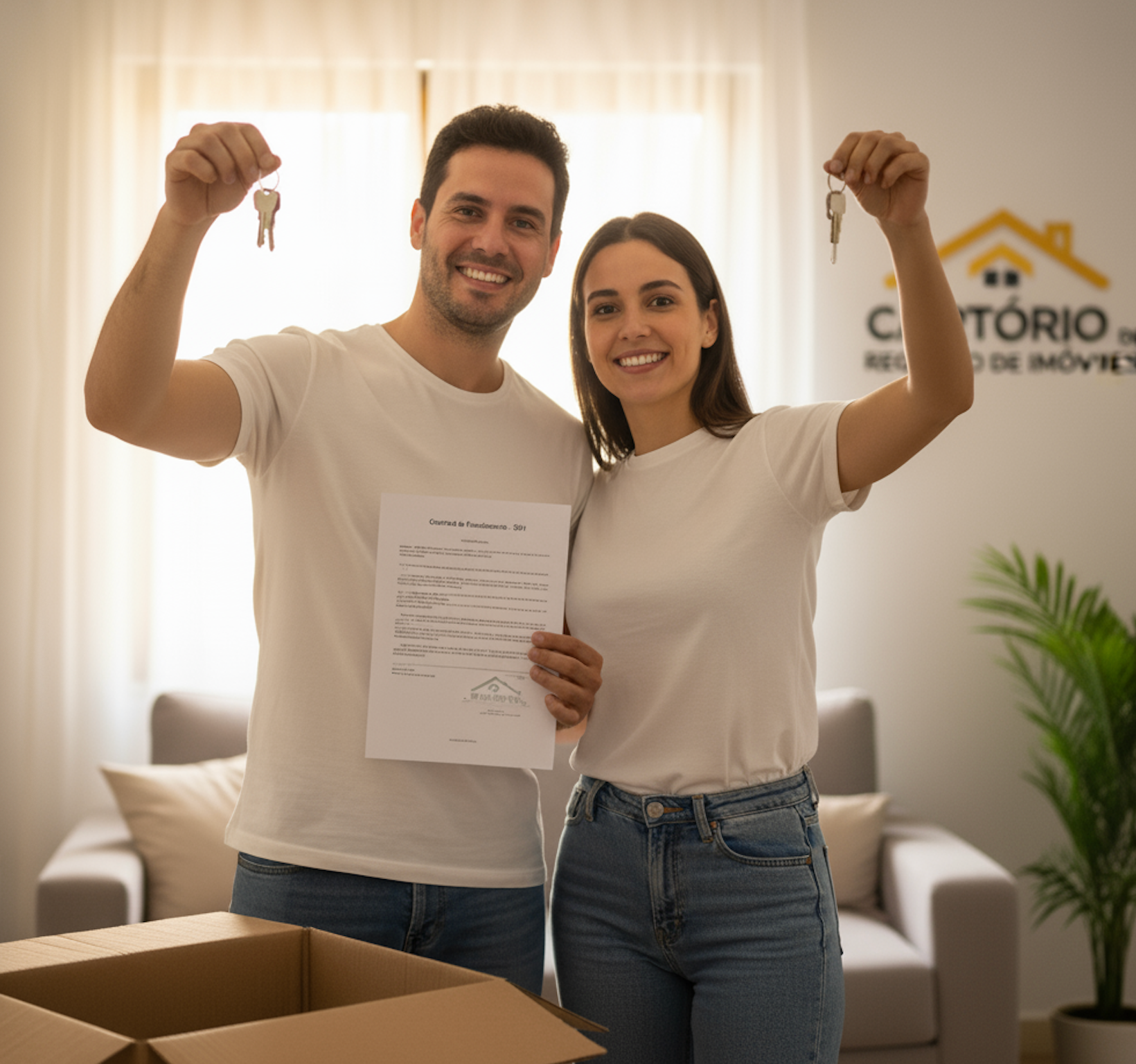 Duas pessoas segurando uma chave