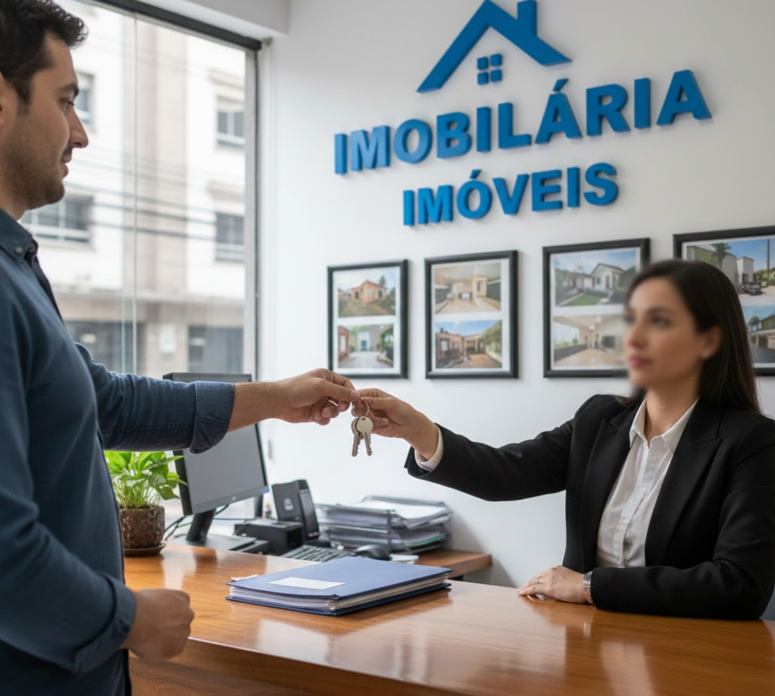 Locatário devolvendo chaves na imobiliária