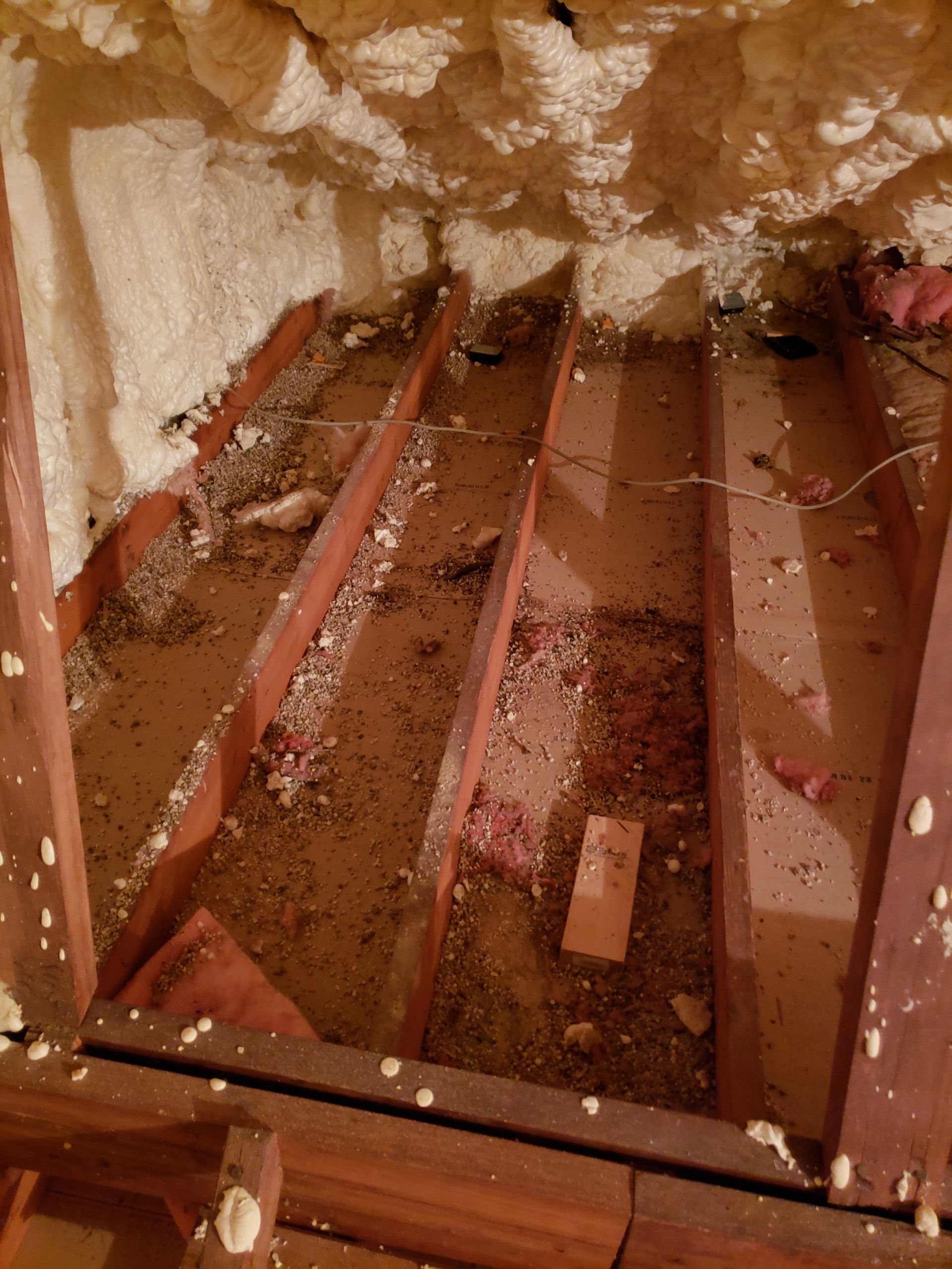 There is a lot of wood in the attic.