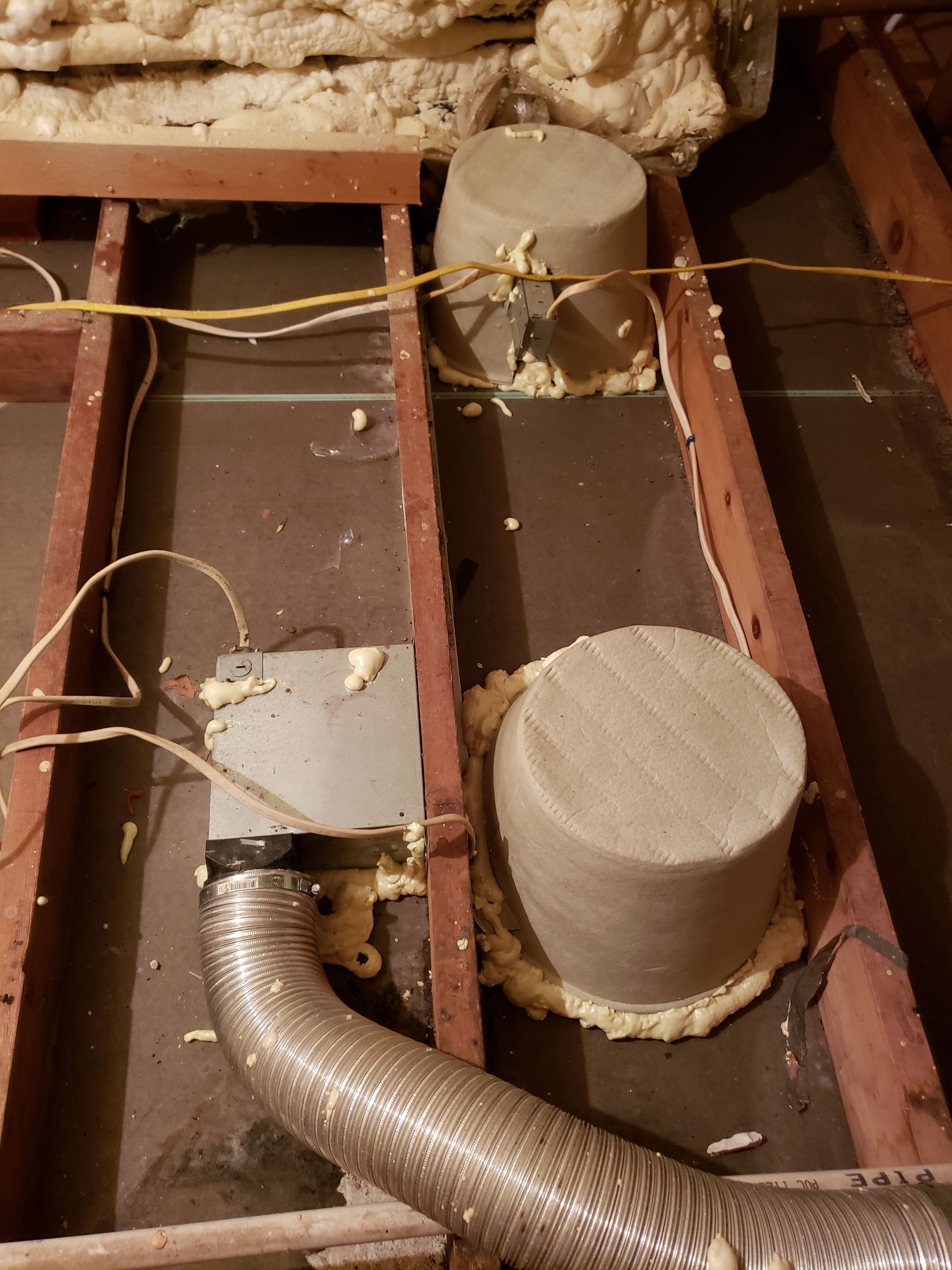 A snake is crawling through a hole in the floor