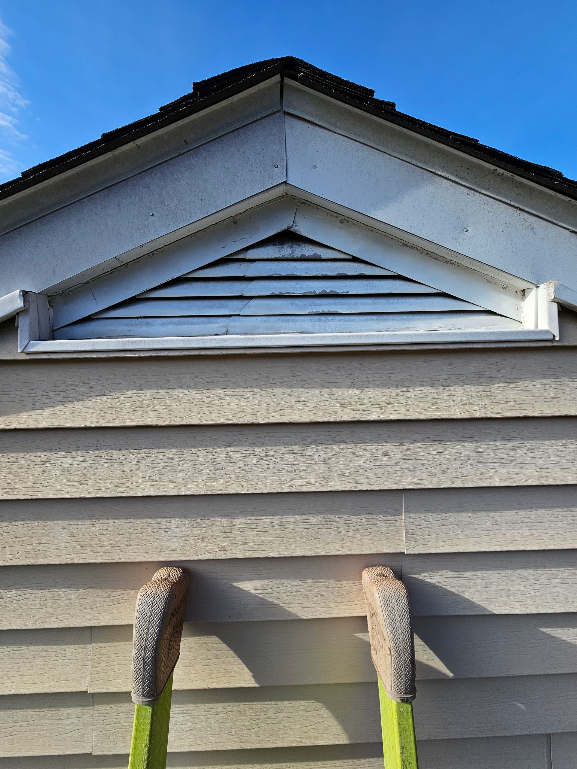 A ladder is leaning against the side of a building.
