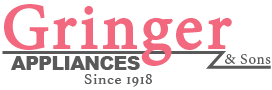 Gringer Appliances logo with pink and gray text, “Since 1918” and “& Sons” subtitle