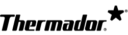 Thermador logo in black with a star symbol on a white background
