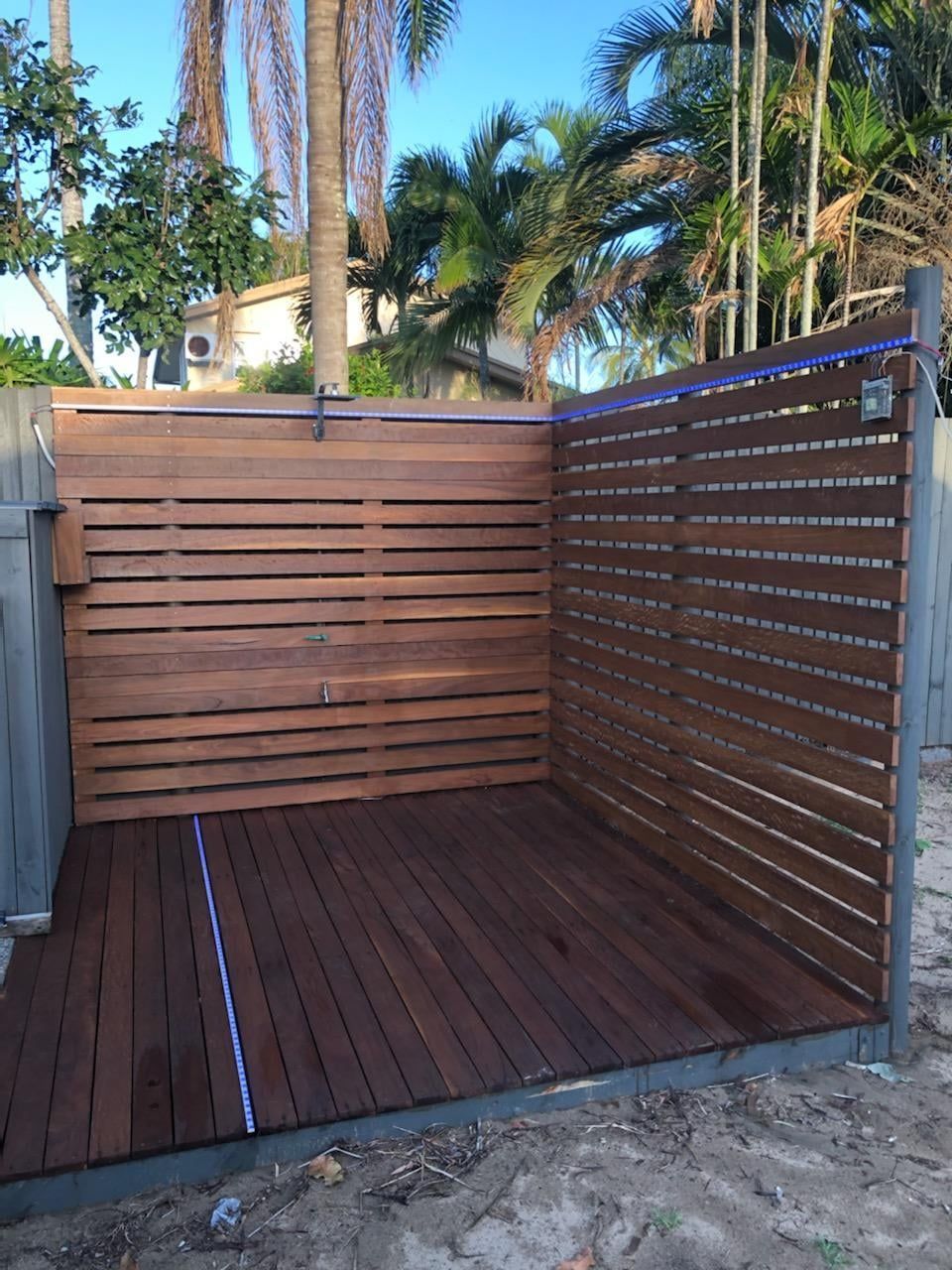 An Outdoor Wooden Shower
— Mackay Hardwood Sales in Freshwater Point, QLD