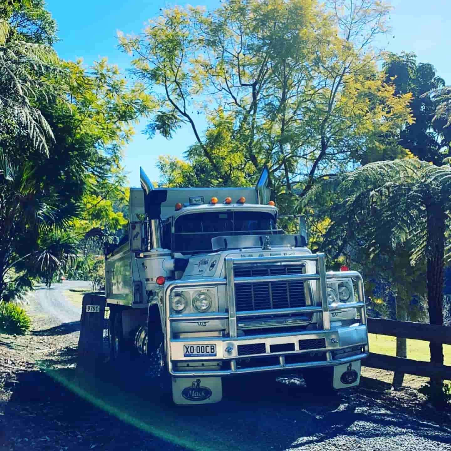 A Dump Truck Is Parked On The Side Of The Road — JMAK Haulage & Landscapes Supplies In Vincentia, NSW