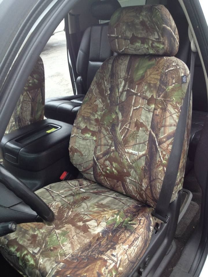 Upholstered camo car seat