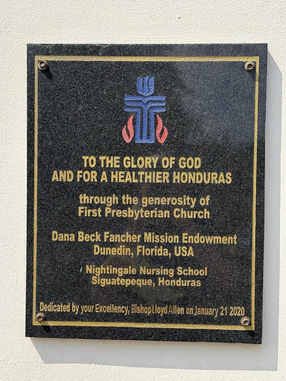 Plaque with text: 
