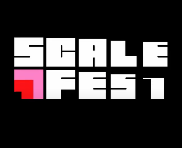 a black and white logo for scale fest