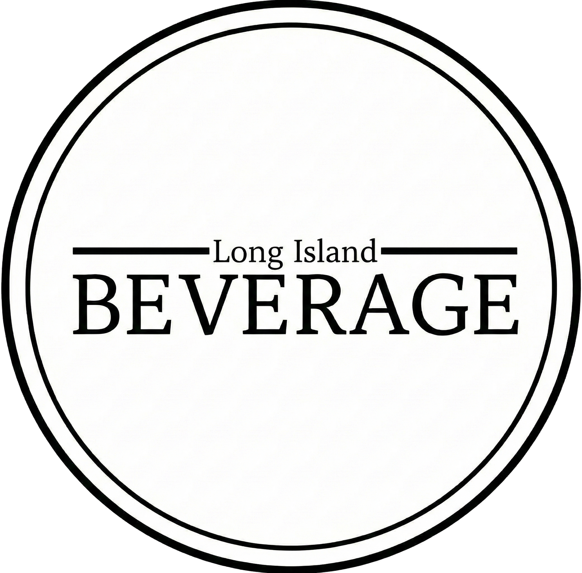 Circular logo for "Long Island BEVERAGE" in black on white background.